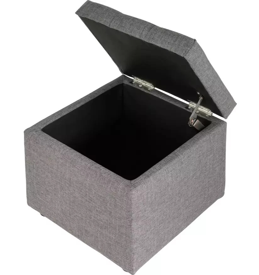 Home Wendover Fabric Ottoman with Stools Grey | Storage Ottoman Bench Furniture