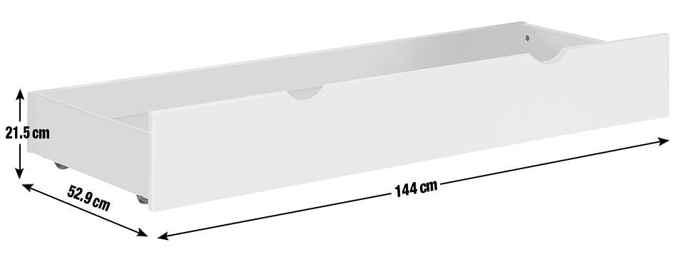 Aspley Single Under Bed Wooden Drawer - White | Underbed Storage Solution