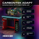 X Rocker Carbon-Tek Adapt LED Gaming Desk - Grey | Ergonomic Workspace Setup RGB