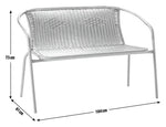 2 Seater Steel & Wicker Effect Garden Bench-Brown