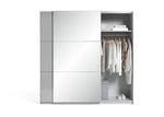 Holsted Mirror 200cm Sliding Wardrobe -Grey Gloss | High Shine Finish