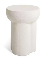 Palma Round Concrete Effect Garden Side Table White | Outdoor Patio Side Table F