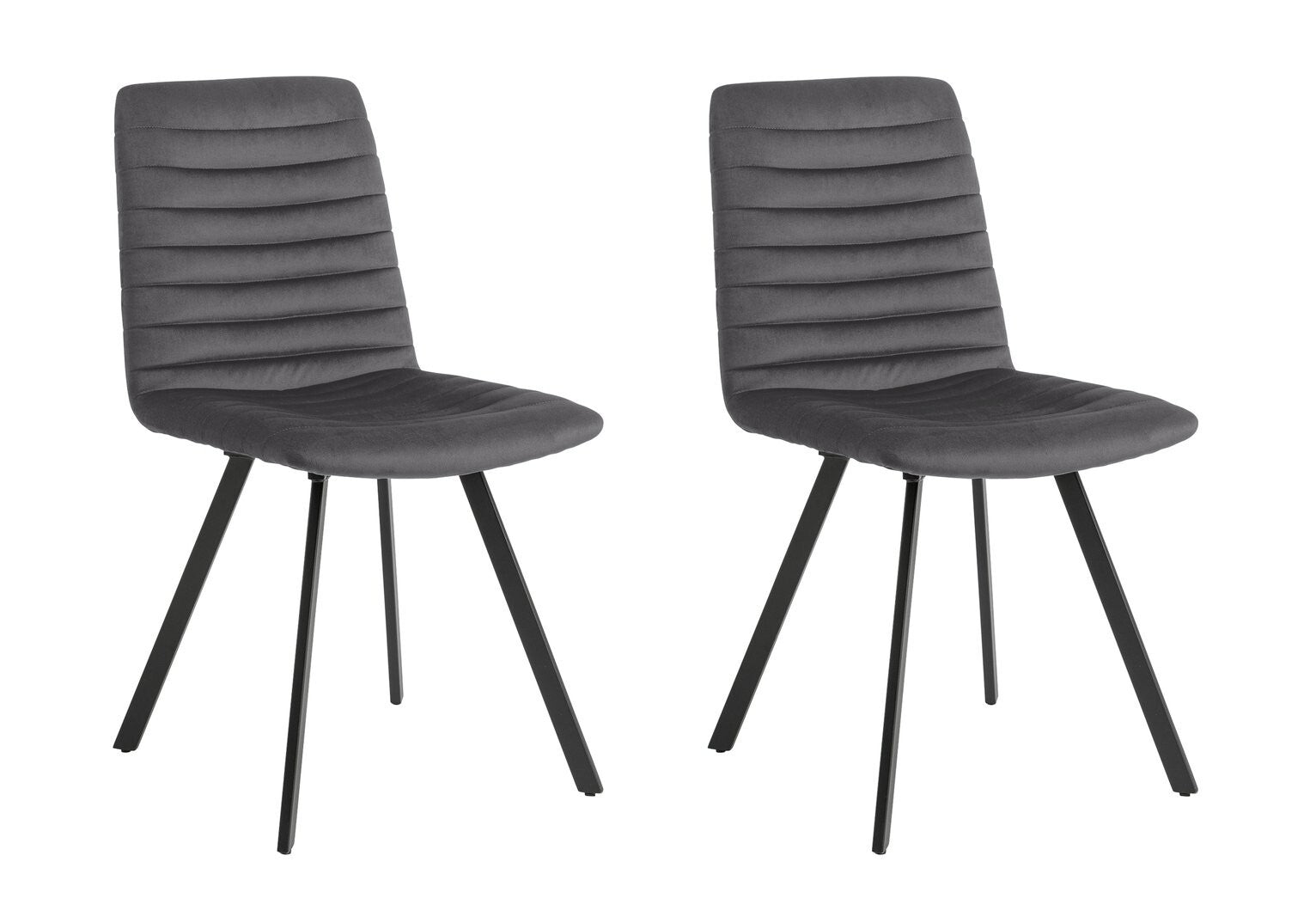 Keaton Pair of Velvet Dining Chairs - Charcoal
