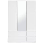 Jenson 3 Door 4 Drawer Mirror Wardrobe - White Gloss ( B Grade )