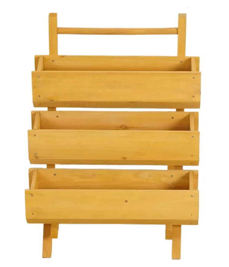 McGregor Stepped Timber Garden Planter | Wooden Outdoor Plant Stand Planter