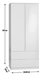Jenson 2 Door 2 Drawer Wardrobe - White Gloss ( B Grade )