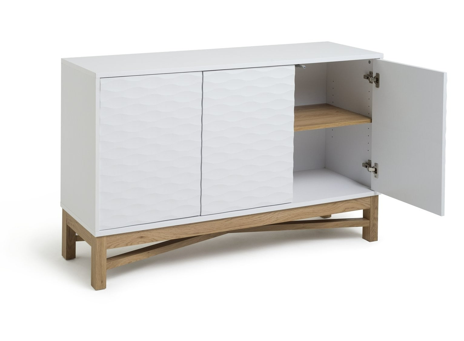 Zander Textured Large Sideboard -White | Modern Living Storage