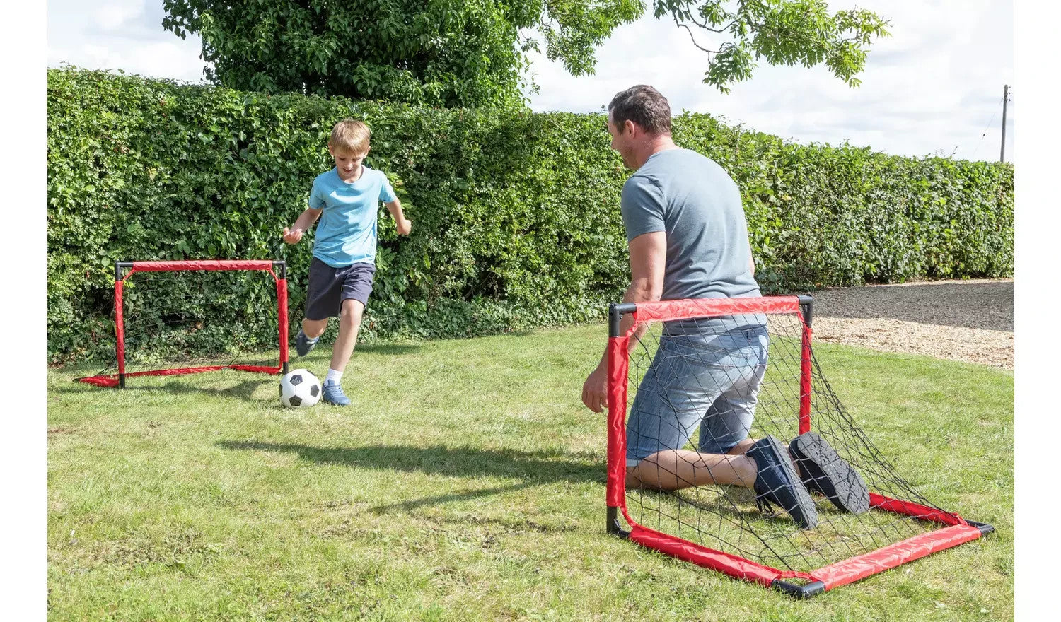 Opti Ball, Pump and 3 x 2ft 1 on 1 Football Goal Set of 2 | Kids Outdoor Footbal