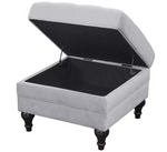 Habitat Chesterfield Velvet Storage Footstool - Light Grey
