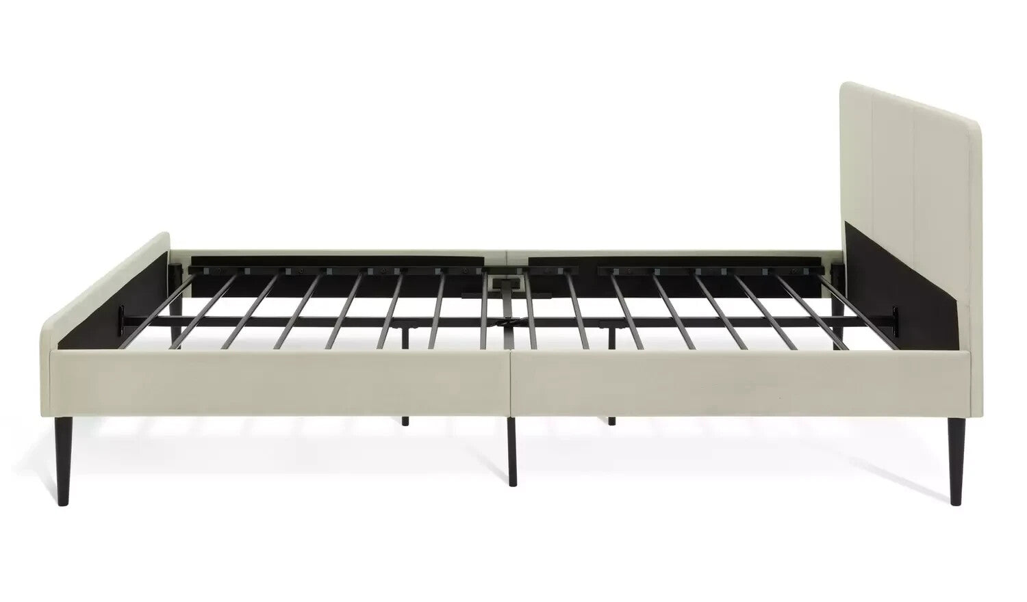 Home Kristopher Double Fabric Bed Frame - Cream | Cream Upholstered Bed Modern
