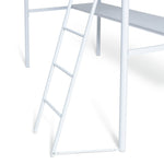 Riley High Sleeper Metal Bed Frame & Desk-White | Teen Bedroom High Sleeper Bed