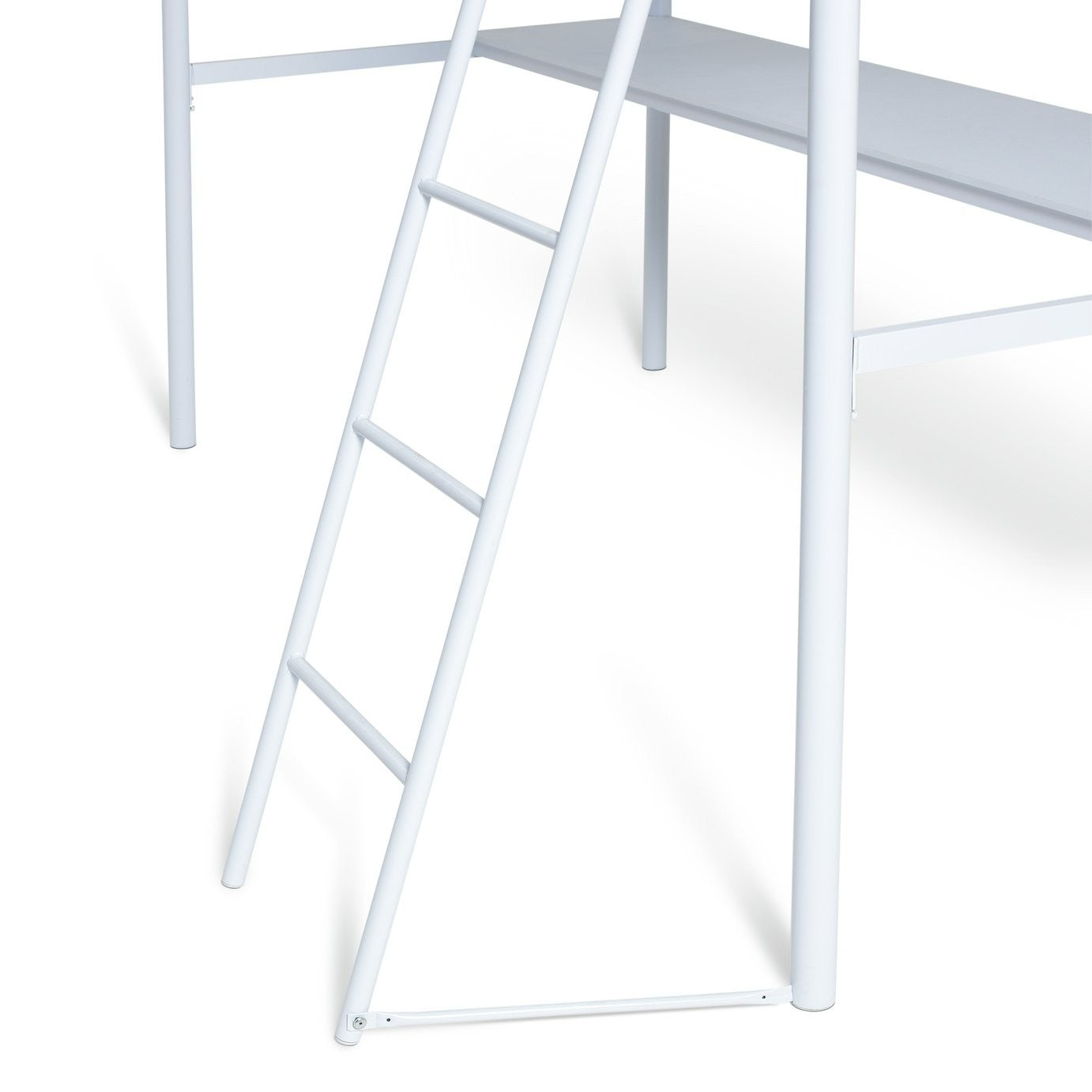 Riley High Sleeper Metal Bed Frame & Desk-White | Teen Bedroom High Sleeper Bed