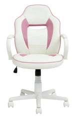 Faux Leather Mid Back Gaming Chair - White & Pink