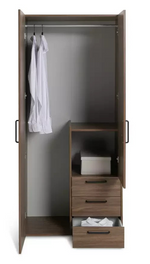 Oldham 2 Door 3 Drawer Wardrobe - Walnut ( B Grade )