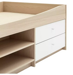 Malibu Storage Cabin Bed White & Acacia | Kids Bedroom Bed with Storage