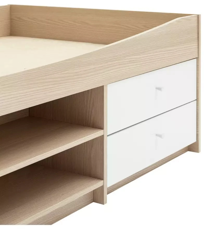 Malibu Storage Cabin Bed White & Acacia | Kids Bedroom Bed with Storage