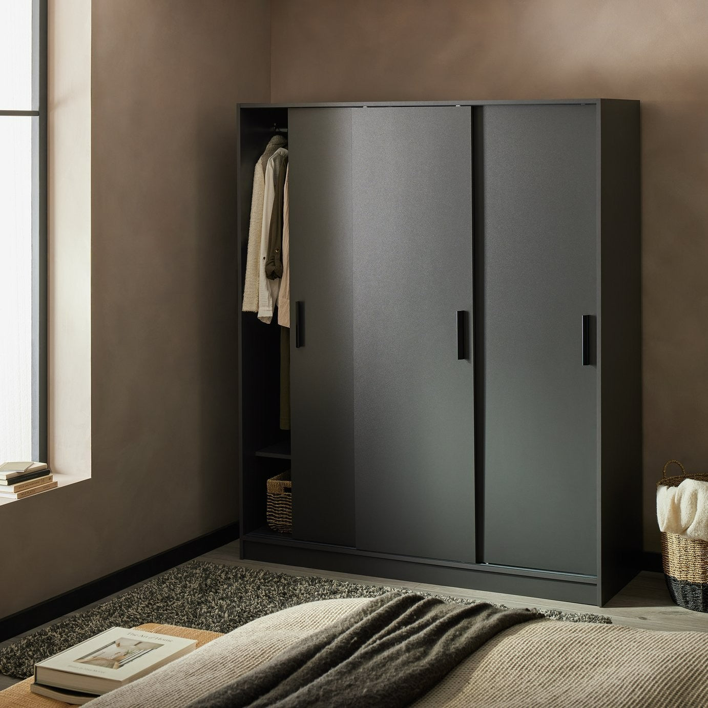 Home Nova 3 Door Sliding Wardrobe - Anthracite | Functional Bedroom Solution
