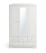 Home Nordic 3 Door 5 Drawer Mirror Wardrobe - White (B Grade)