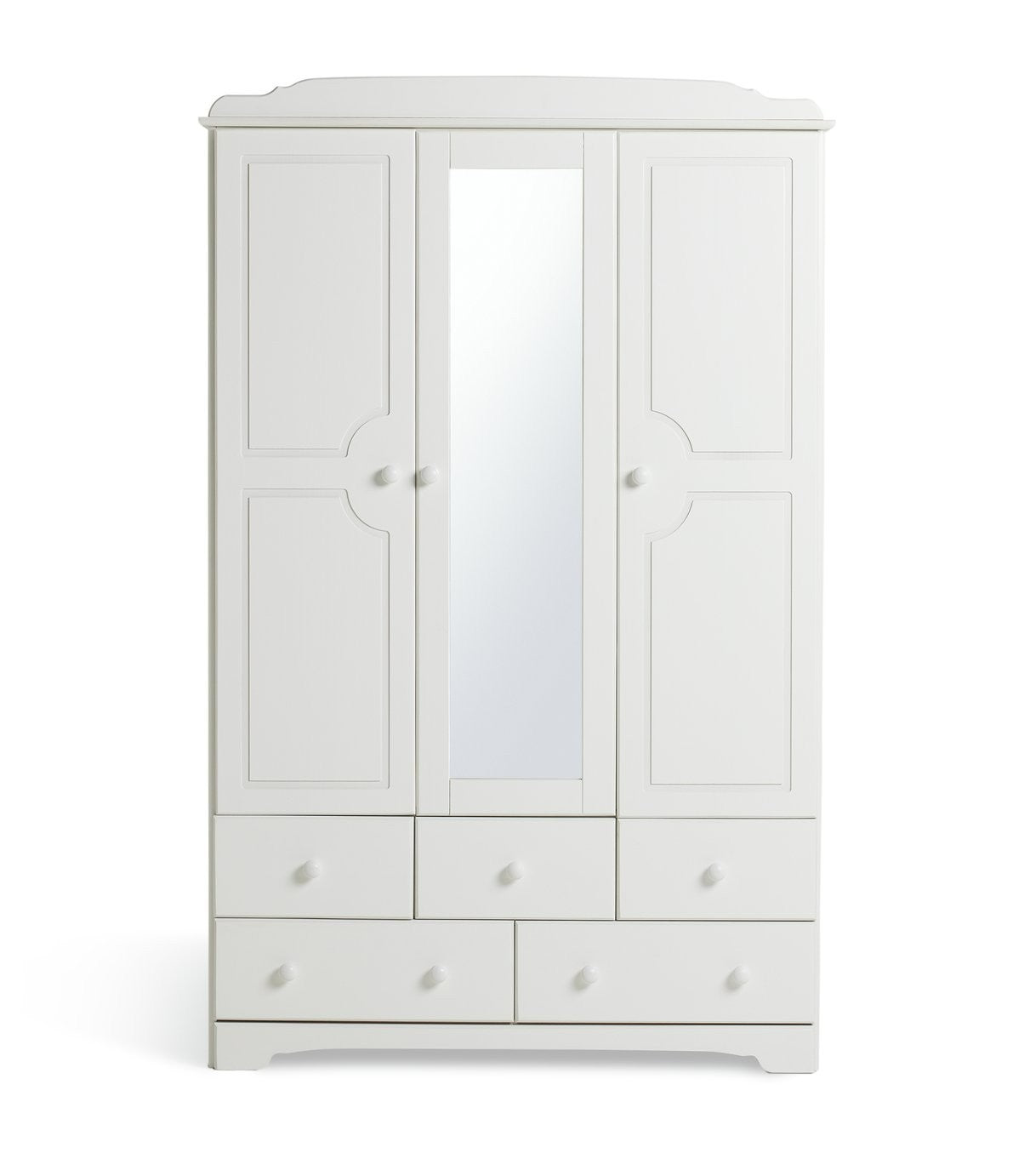 Home Nordic 3 Door 5 Drawer Mirror Wardrobe - White (B Grade)