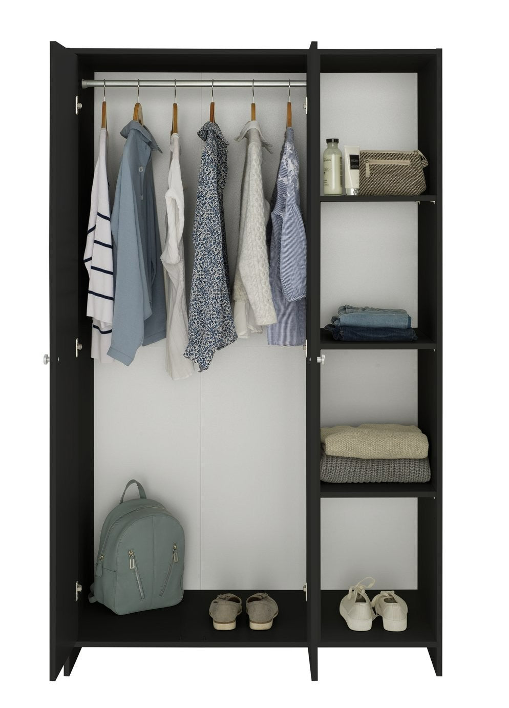 Home Seville 2 Door Open Shelf Wardrobe - Anthracite | Open shelf wardrobe