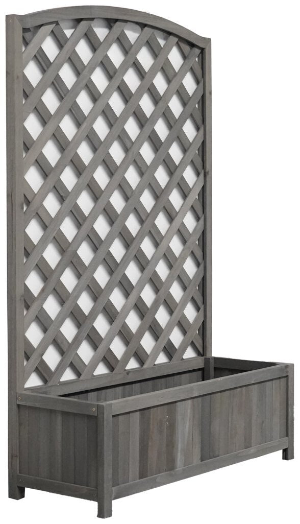 Large Lattice Wooden Planter - Grey ( B Grade 12697 )