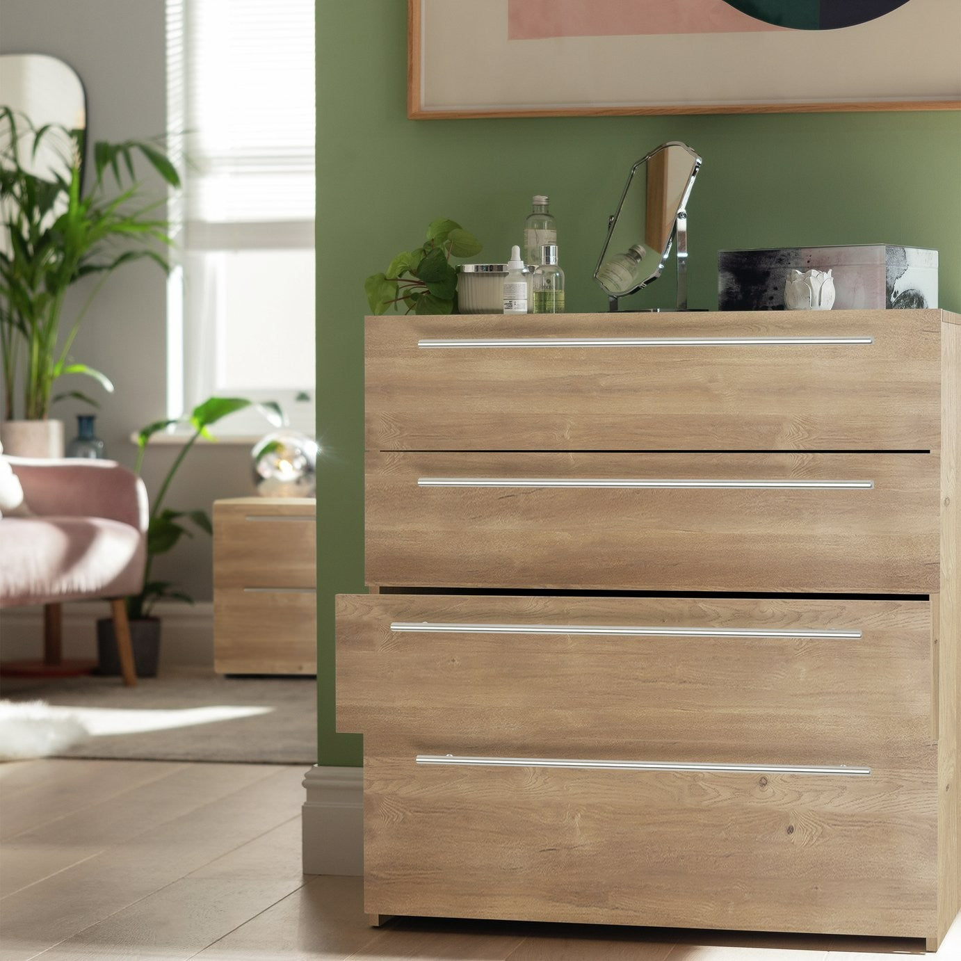 Atlas 4 Drawer Chest - Oak | Organized Clothing Space