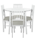 Home Kendal Solid Wood Dining Table & 4 White Chairs | Dining Set for Kitchen