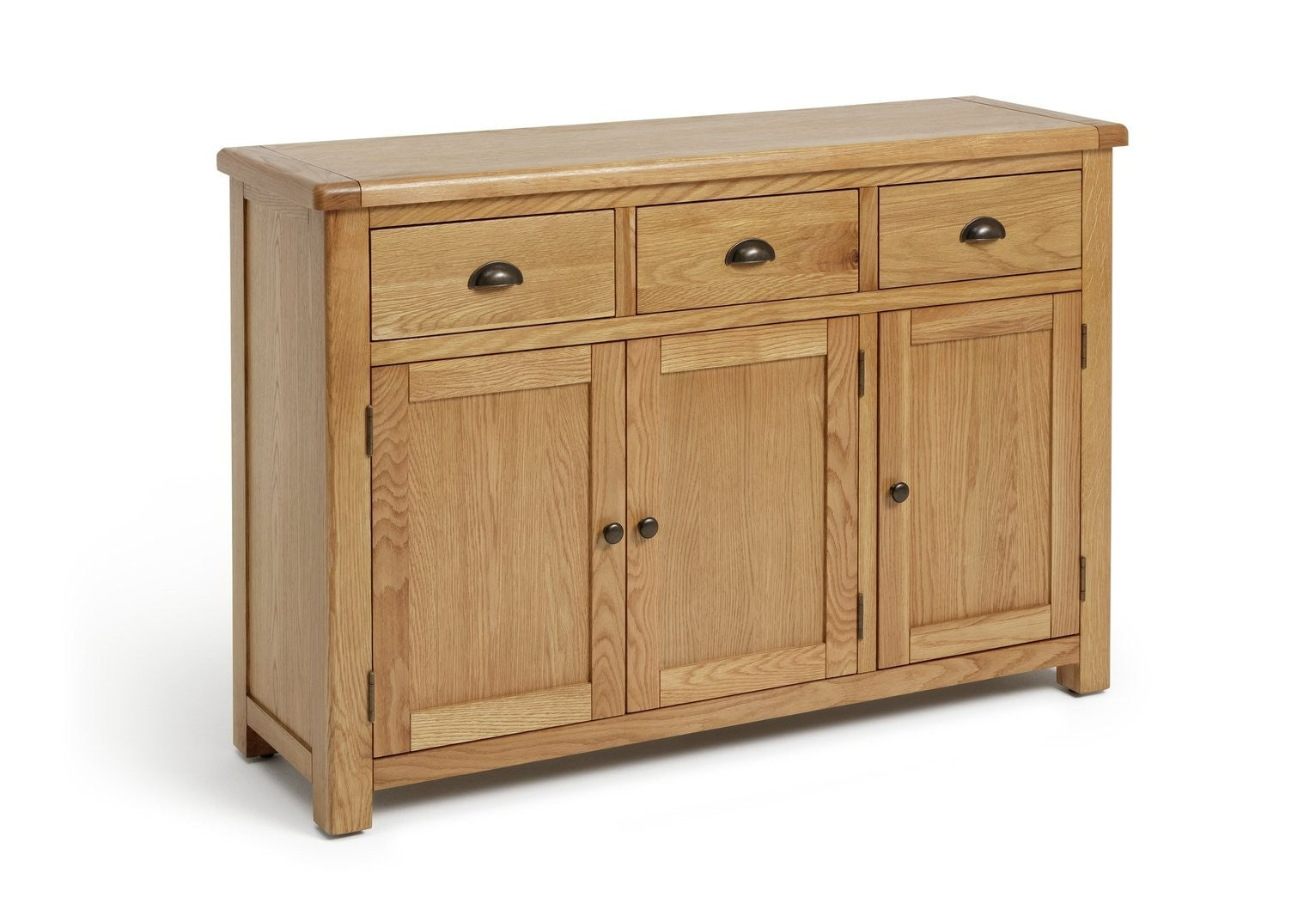 Home Kent 3 Door 3 Drawer Oak Sideboard - Natural | Elegant Living Storage