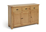 Home Kent 3 Door 3 Drawer Oak Sideboard - Natural | Elegant Living Storage