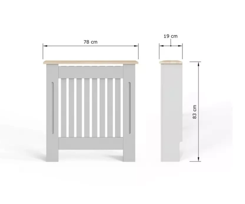 GFW Longslow Small Radiator Cover Grey & Oak | Modern Radiator Cabinet Furniture