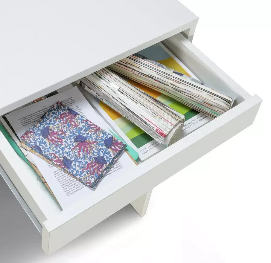 Home Pepper 2 Drawer Desk White | Modern Home Office Computer Study Work Desk Fu