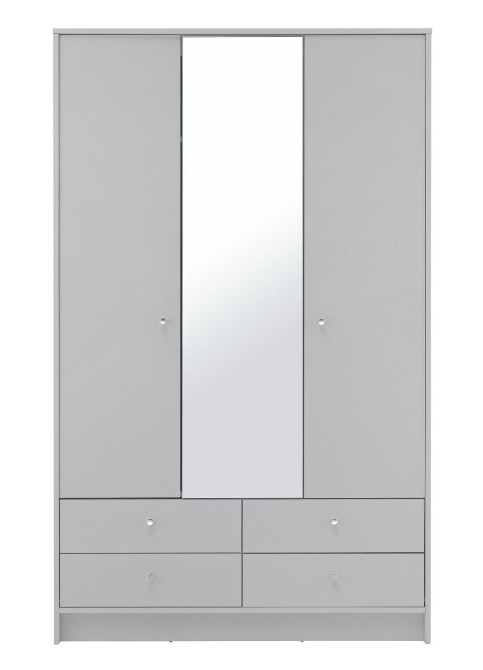 Malibu 3 Door 4 Drawer Mirror Wardrobe - Grey ( B Grade 47161 - 47170 )