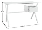 Habitat Dria 1 Drawer Office Desk White | Modern Glass Top Steel Frame Home Work