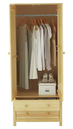 Home Scandinavia 2 Door 2 Drawer Wardrobe Pine | Bedroom Storage Furniture Unit