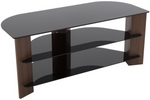 AVF Corner TV Stand With Storage Walnut Up to 55Inch TV Unit Glass Black 110cm