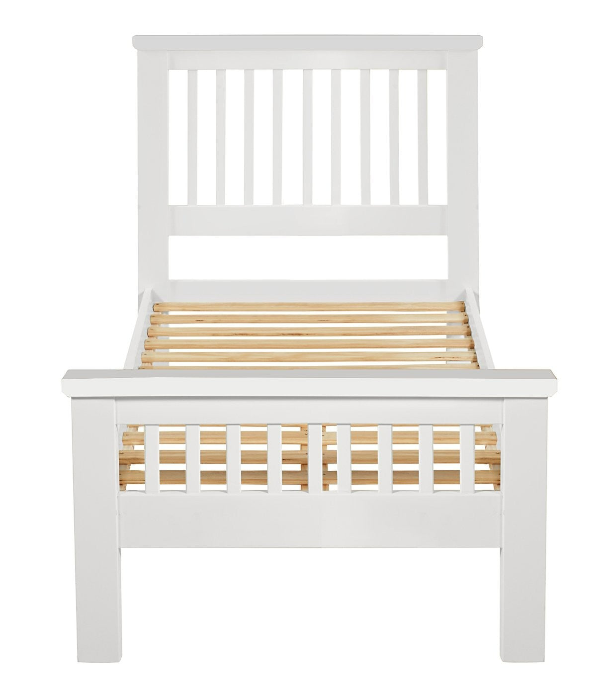 Home Aubrey Single Wooden Bed Frame - White | Sturdy Kids or Guest Bed