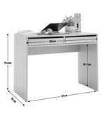 Home Pepper 2 Drawer Desk White | Modern Home Office Computer Study Work Desk Fu