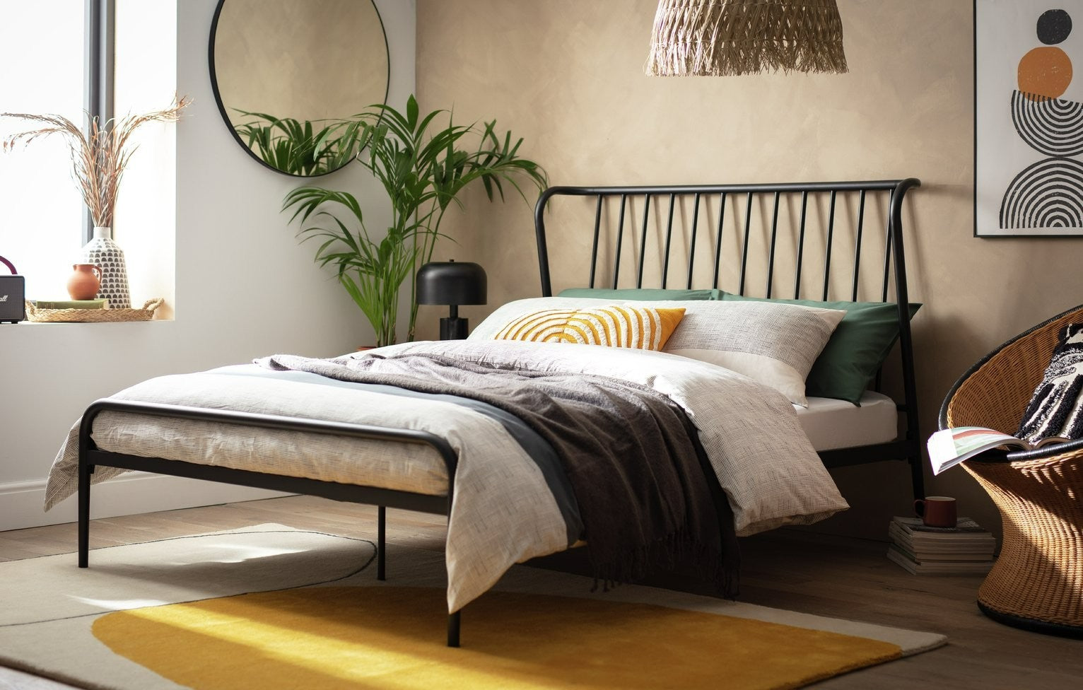 Kanso Double Metal Bed Frame - Black | Industrial Bedroom Vibe