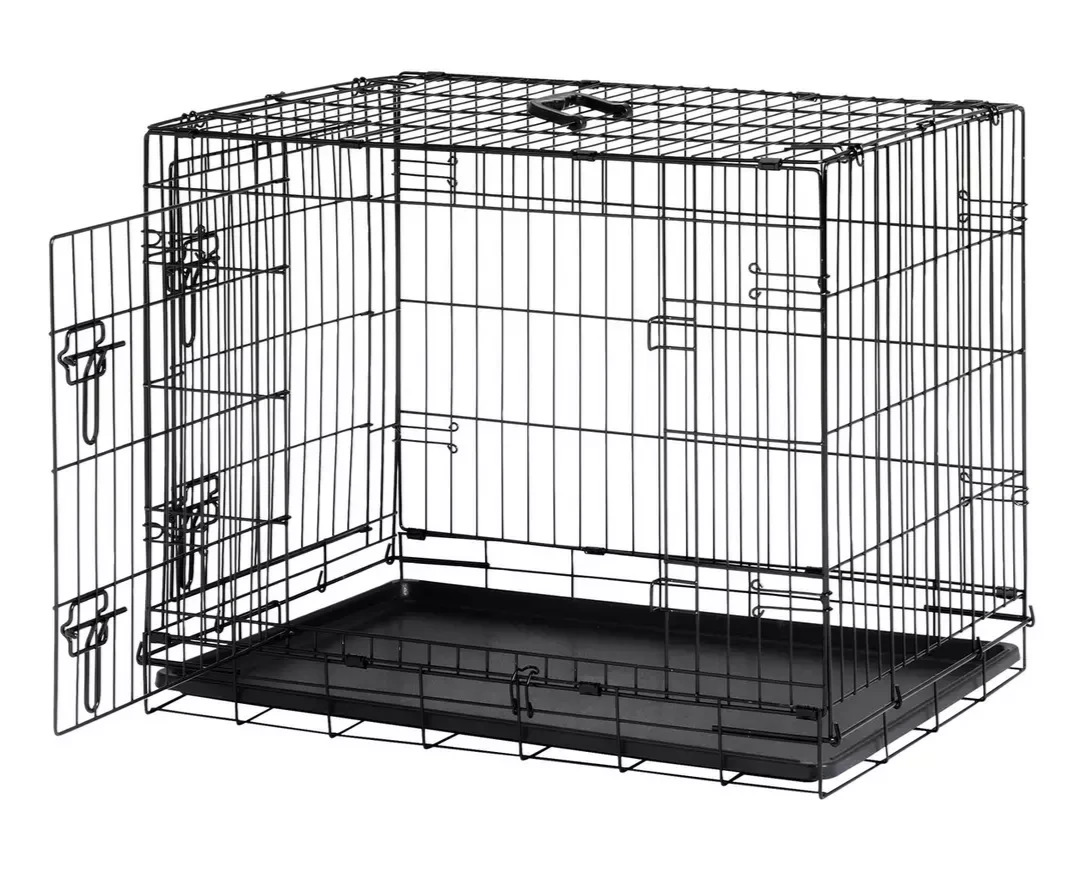 Double Door 30 Inch Pet Cage Medium | Metal Dog Crate Animal Kennel Furniture