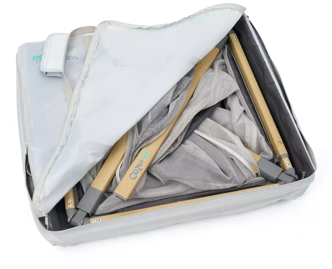 Tutti Bambini CoZee Go Crib Oak Charcoal | Portable Baby Bed & Travel Crib