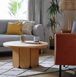 Habitat Flora Round Coffee Table - Oak | Modern Living Room Table with Storage S