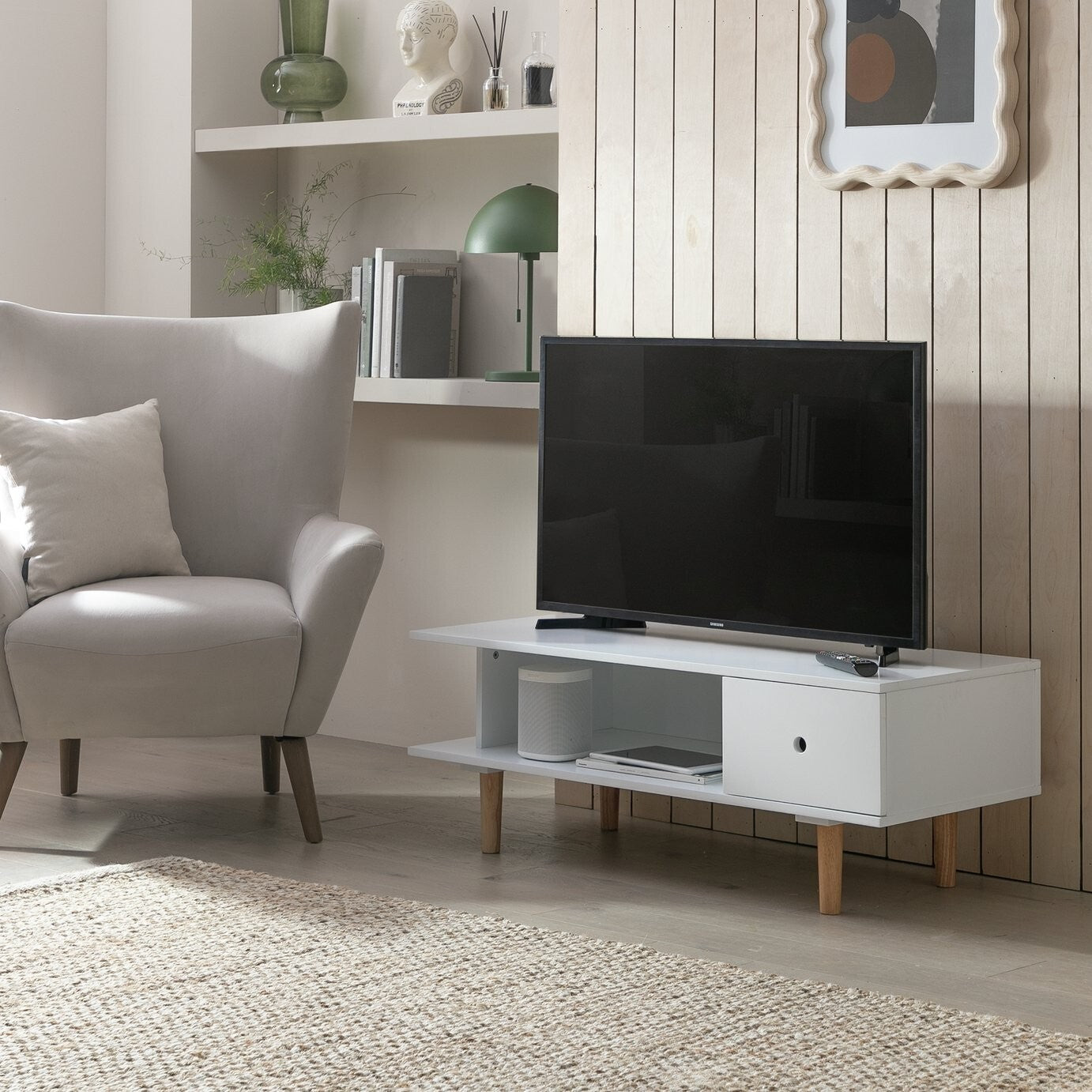 Habitat Cato 1 Drawer TV Unit - White