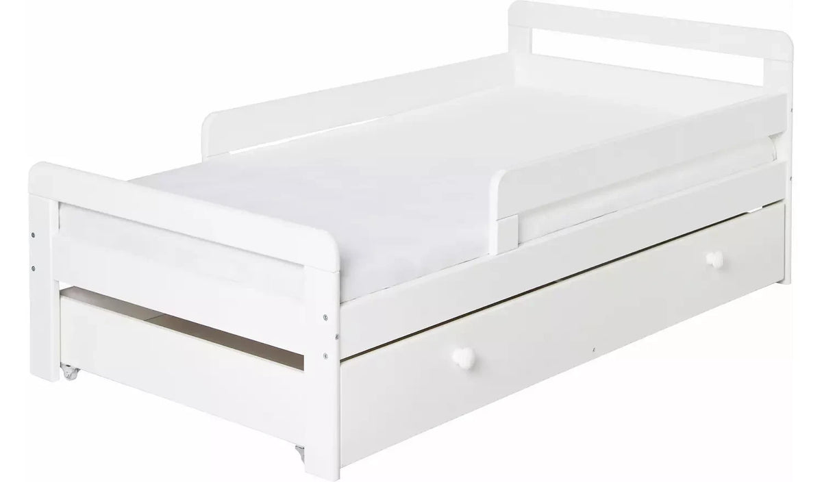 Ellis Toddler Bed Frame with Storage - White | Childrens Bedroom Furniture