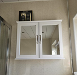 Tongue & Groove 2 Door Mirrored Cabinet White | Bathroom Storage Cabinet Furnitu
