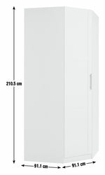 Munich Panelled Corner 1 Door Wardrobe - White ( B GRADE)