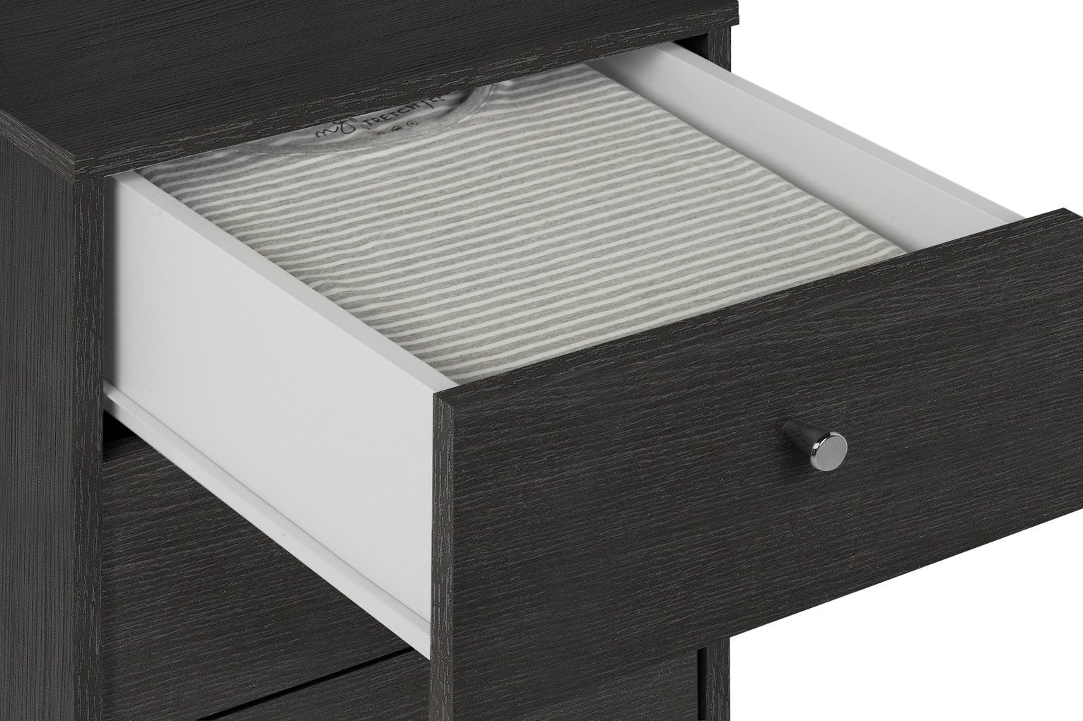 Home Malibu 5 Drawer Tallboy - Black Oak Effect |Tallboy Black Oak Effect