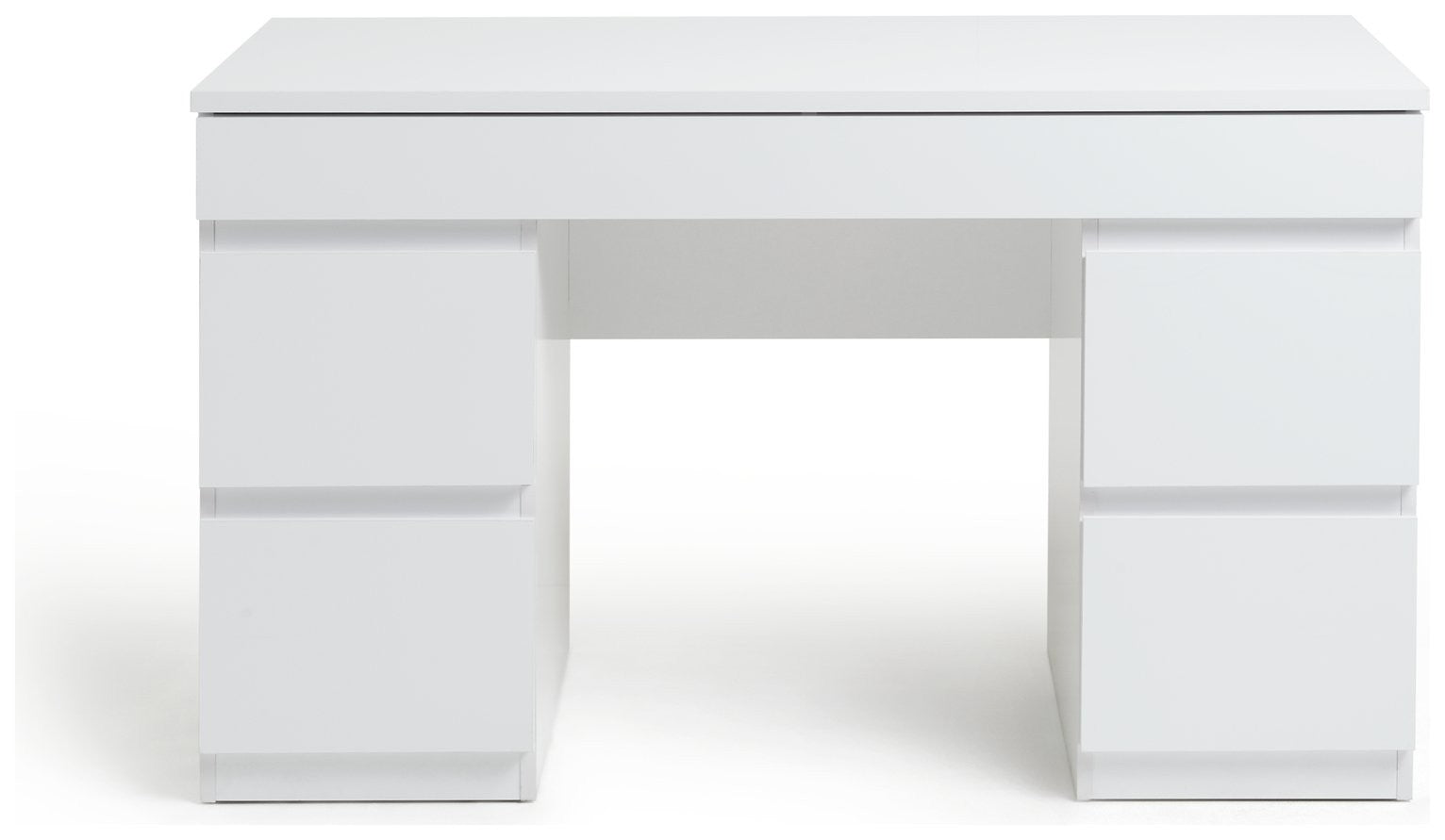 Jenson Double Pedestal Dressing Table-Matte White |Storage Makeup Vanity Bedroom