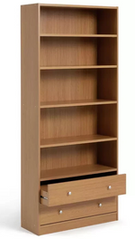 Maine 2 Drawer Bookcase - Oak Effect