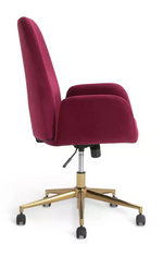 Clarice Velvet Office Chair Burgundy | Comfortable Home Office Desk Chair