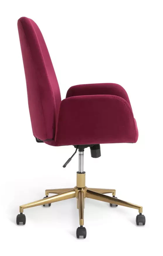 Clarice Velvet Office Chair Burgundy | Comfortable Home Office Desk Chair